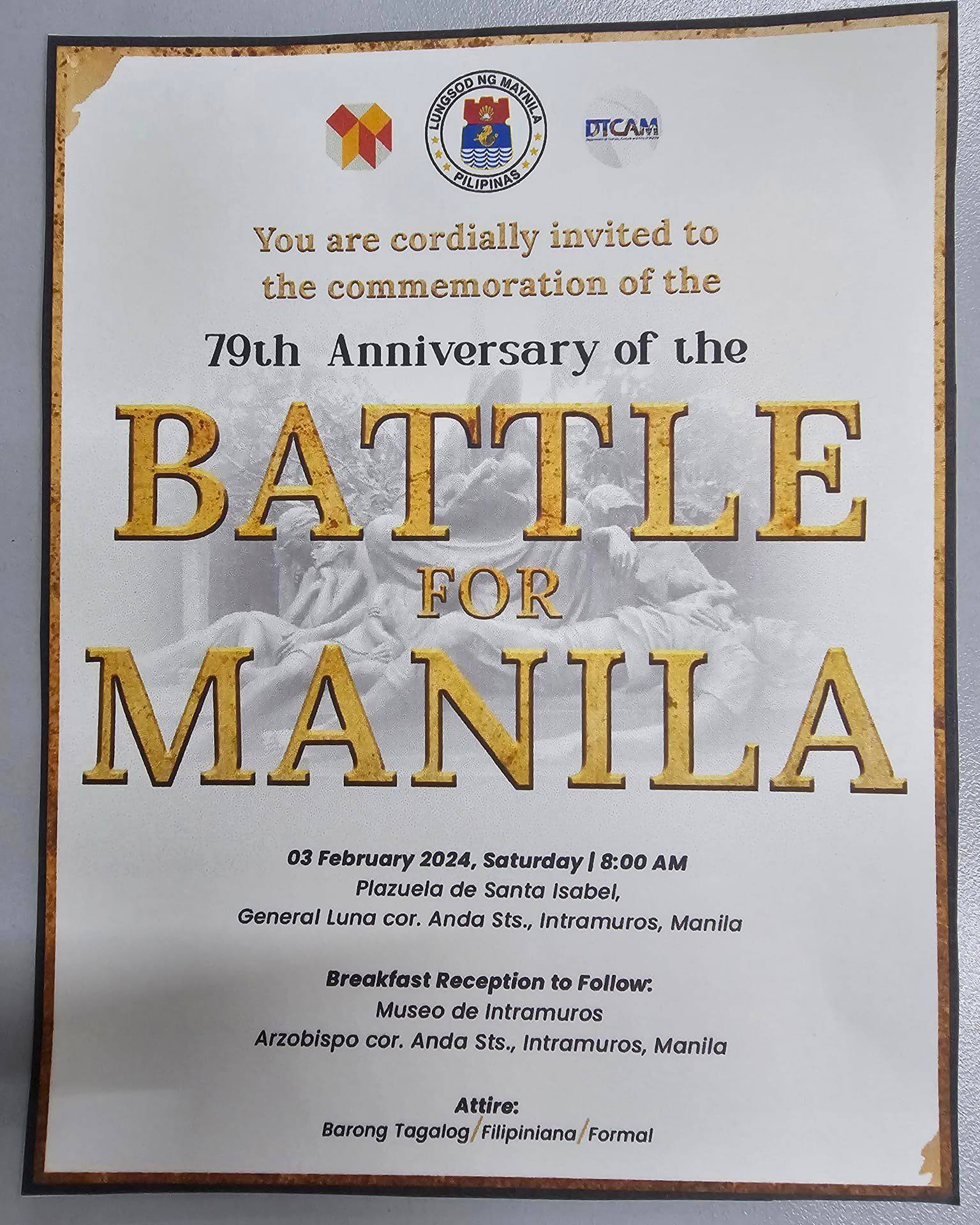 The Pamantasan ng Lungsod ng Maynila joins the City Government of Manila in commemorating the 79th anniversary of the Battle of Manila