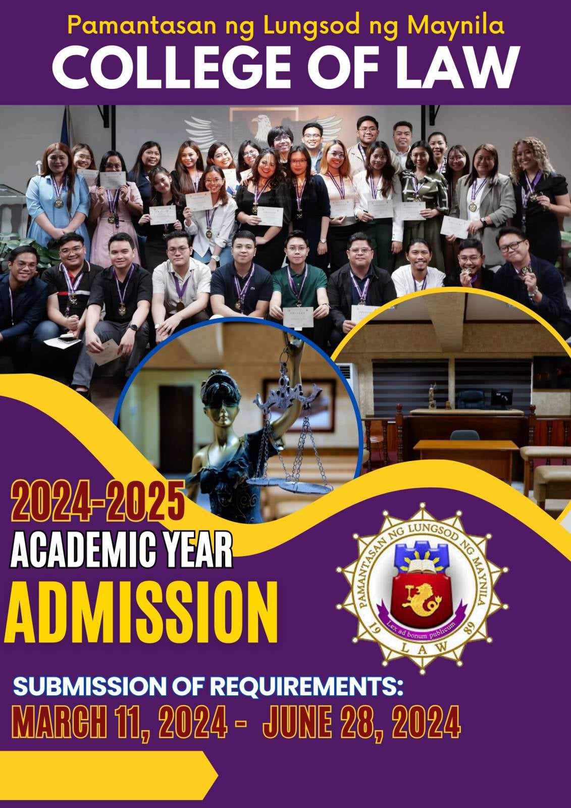 The PLM COLLEGE OF LAW is now accepting applicants for SY 2024-2025