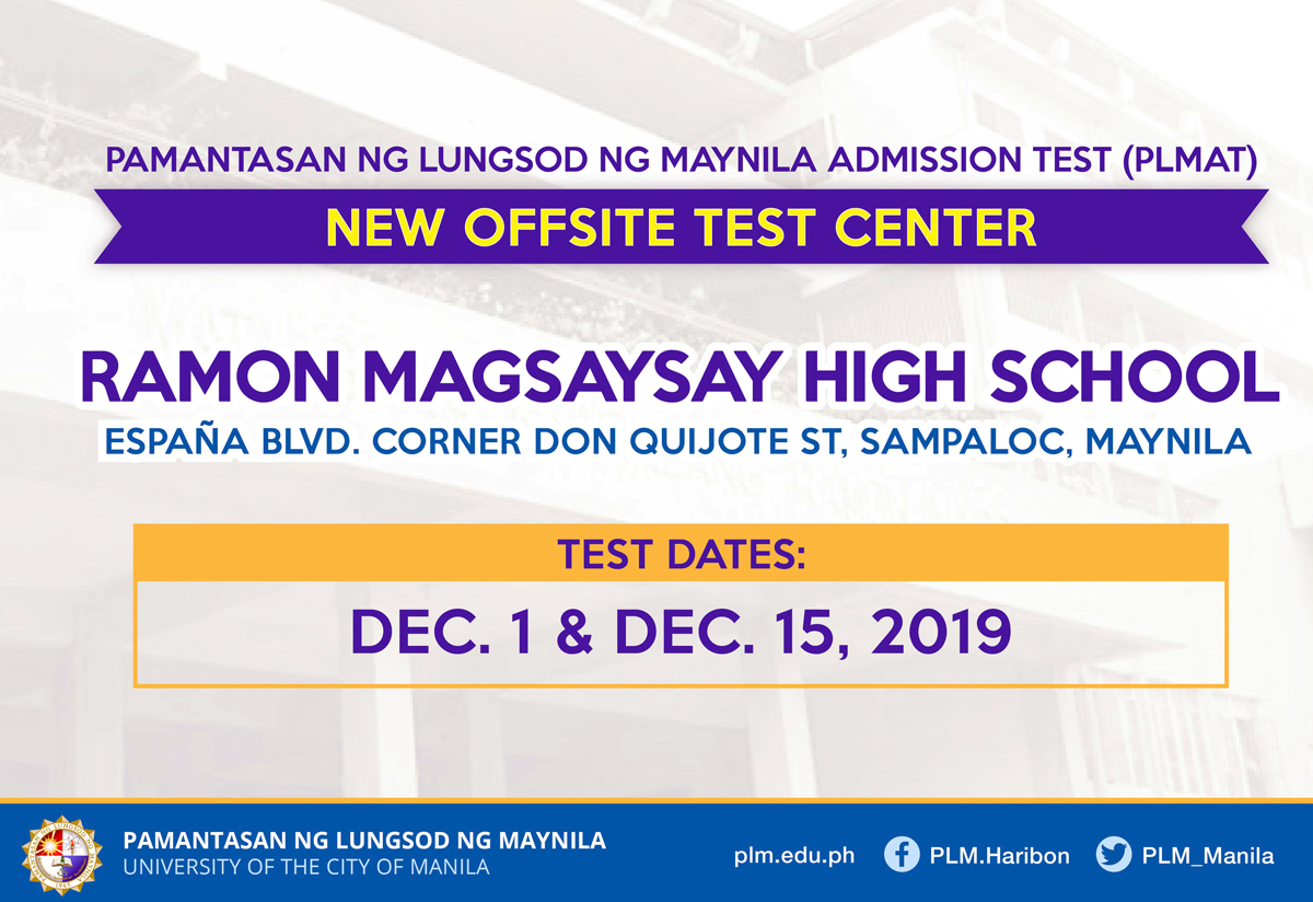 PLMAT test center: Ramon Magsaysay High School
