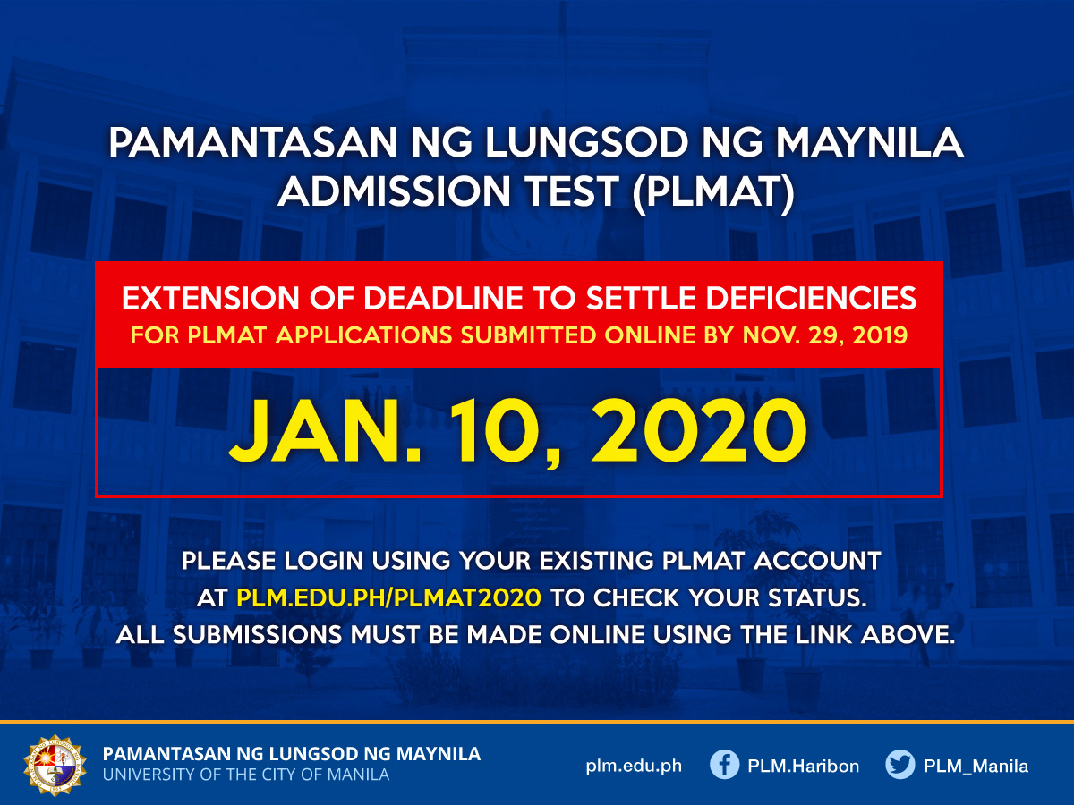 New PLMAT applications  for February 2020 will be accepted soon