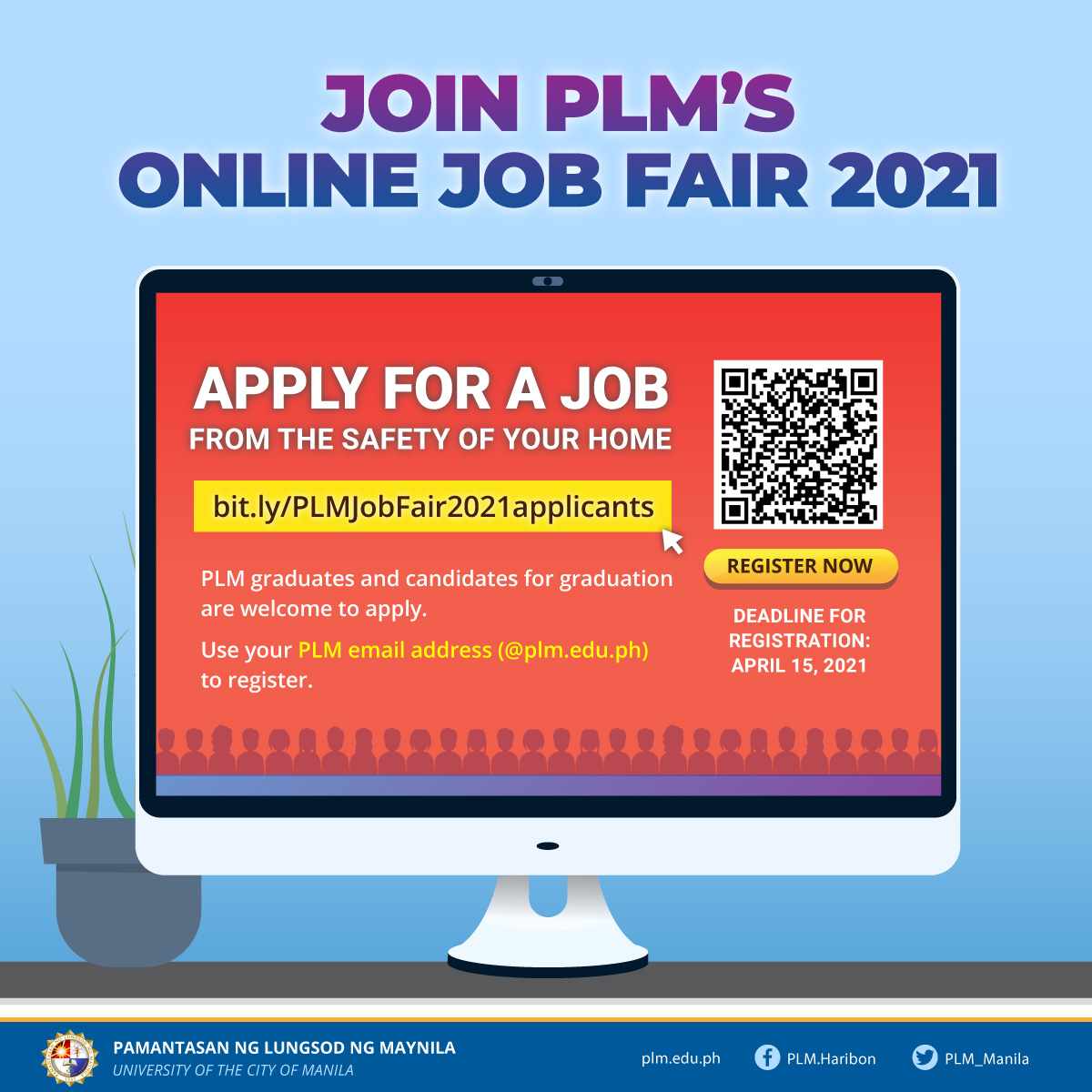 Register for PLM's Online Job Fair 2021 until April 15, 2021