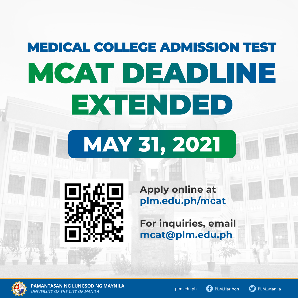 MCAT application deadline extended until May 31, 2021