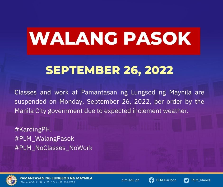 Advisory: WALANG PASOK on Monday, September 26, 2022