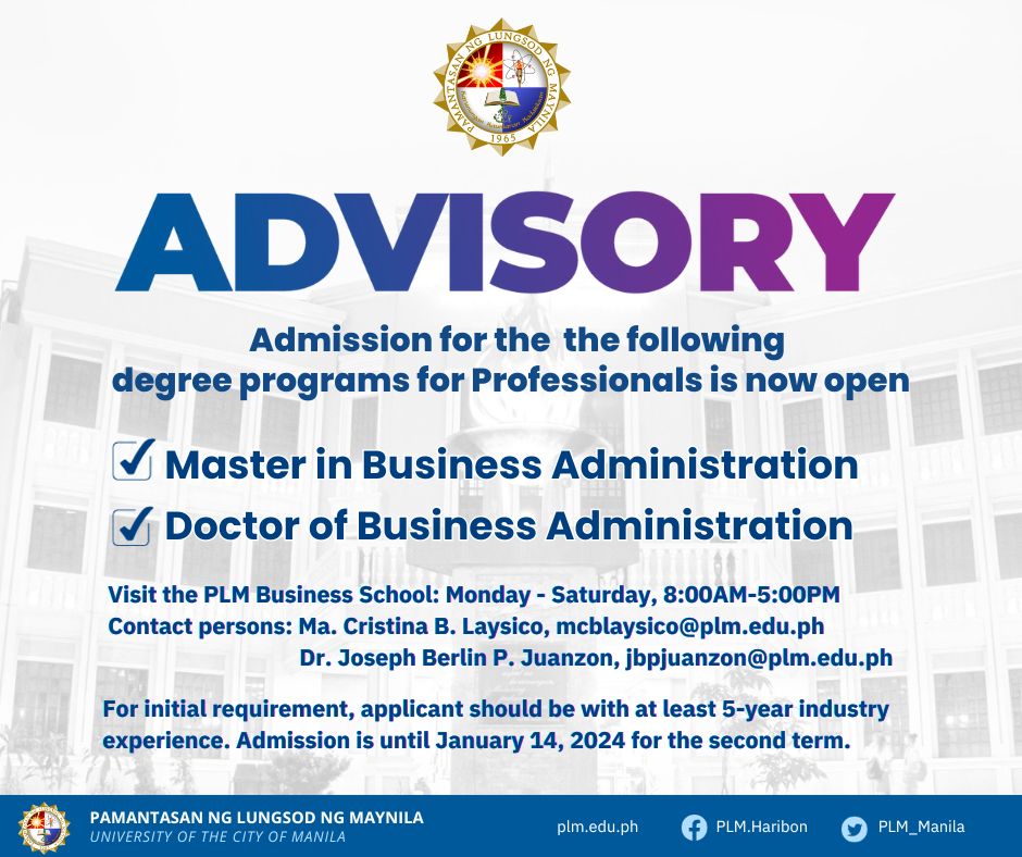 Advisory: Admission on degree programs for Professionals