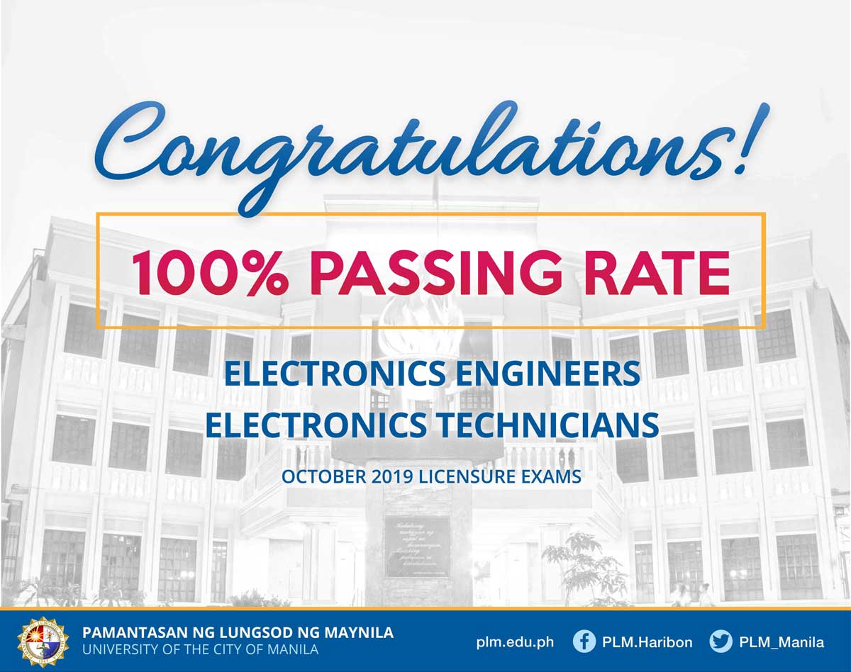PLM gets 100% passing rate in ECE, Electronics Technician board exam