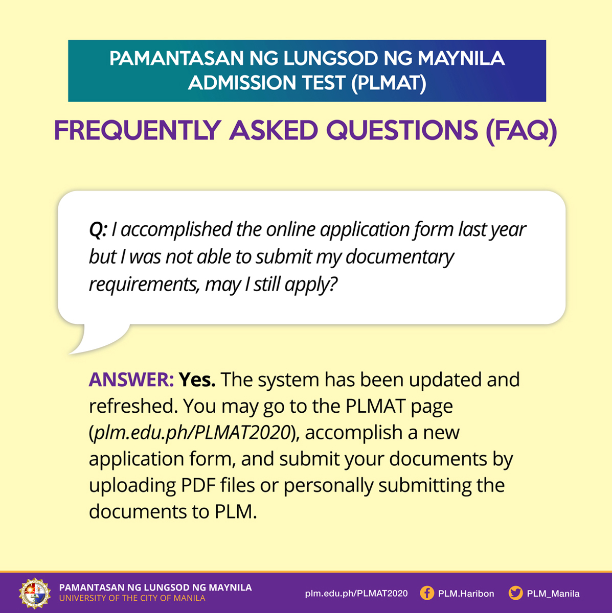 PLMAT FAQ 1: No document submission