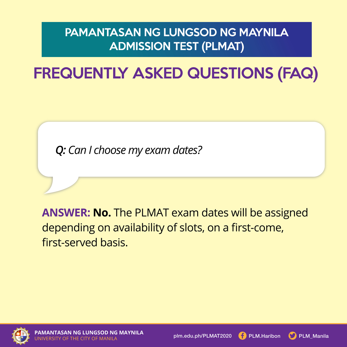 PLMAT FAQ 4: Choosing exam dates