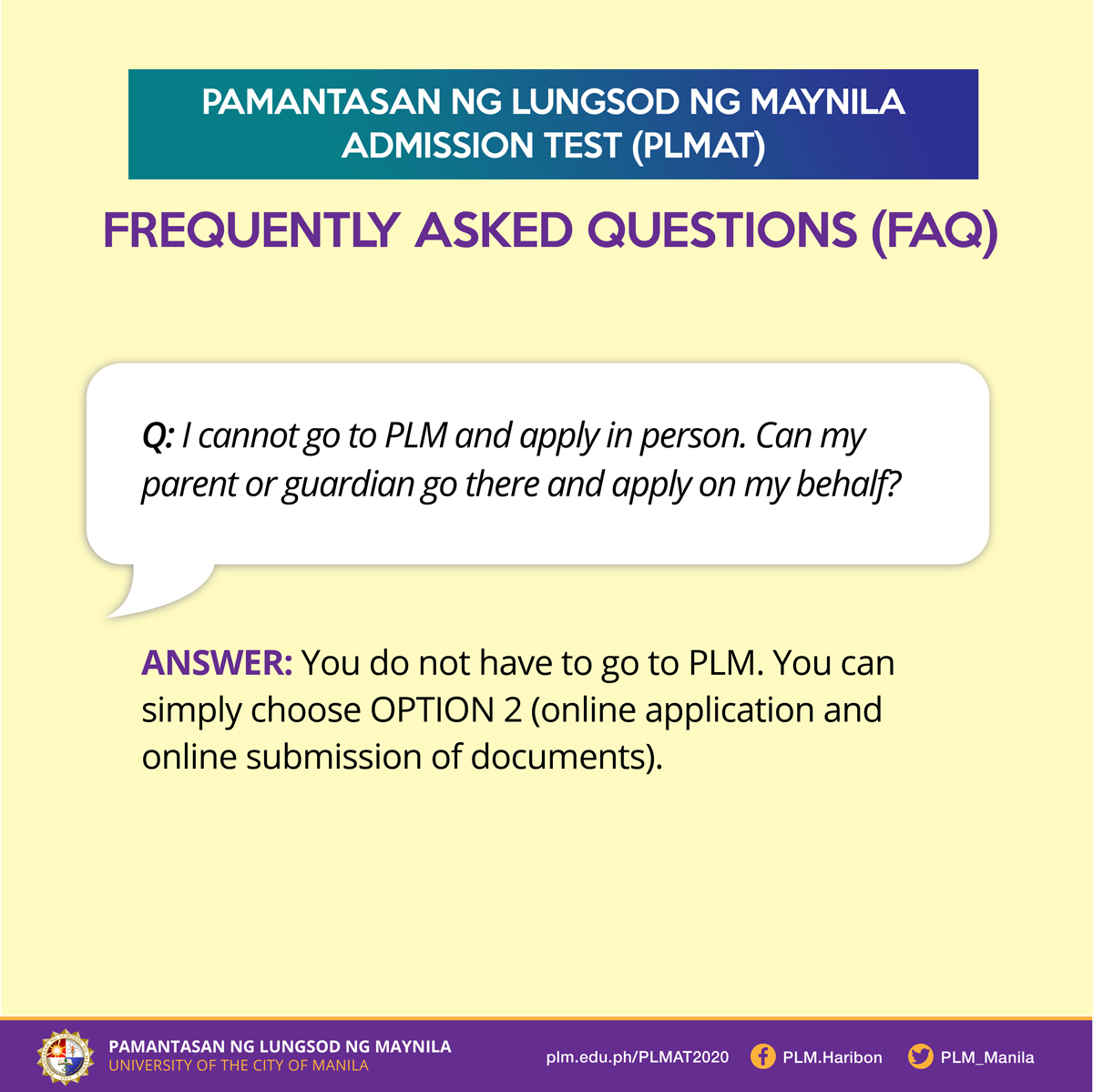 PLMAT FAQ 5: Unavailable for personal submission