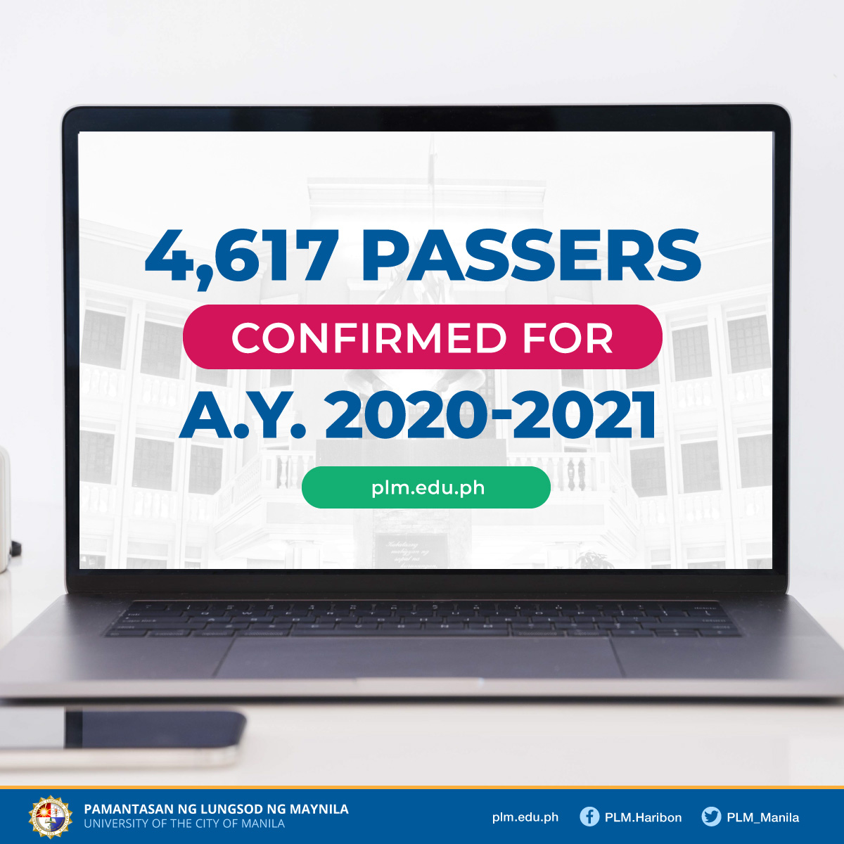 4,617 passers confirmed for Academic Year 2020-2021