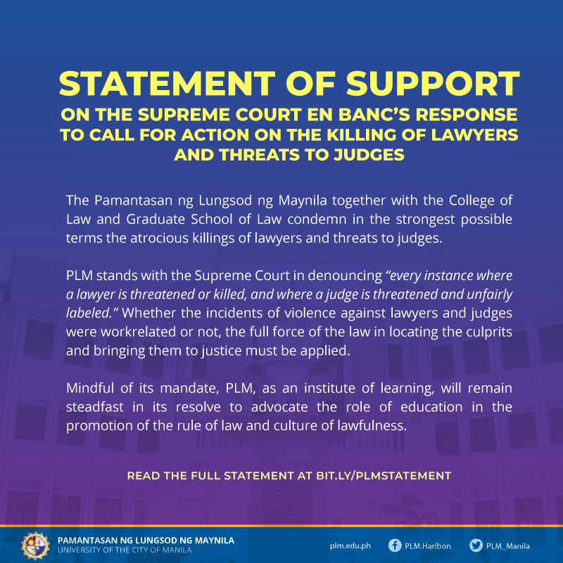 Statement of Support on the Supreme Court En Banc’s Response to Call for Action on the Killing of Lawyers and Threats to Judges
