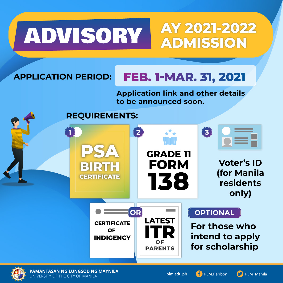 PLM to open freshmen applications for Academic Year 2021-2022