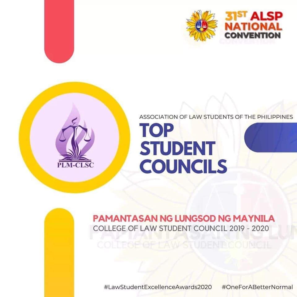 PLM congratulates College of Law Student Council for award
