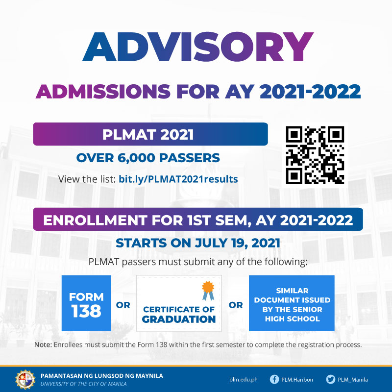 PLM admits over 6,000 freshmen students for AY 2021-2022, enrollment starts July 19