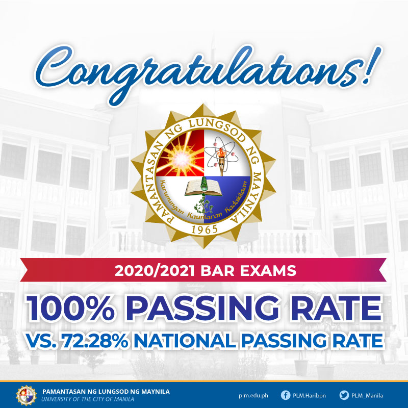 Breaking news: PLM clinches 100% passing rate in 2020-2021 Bar exams