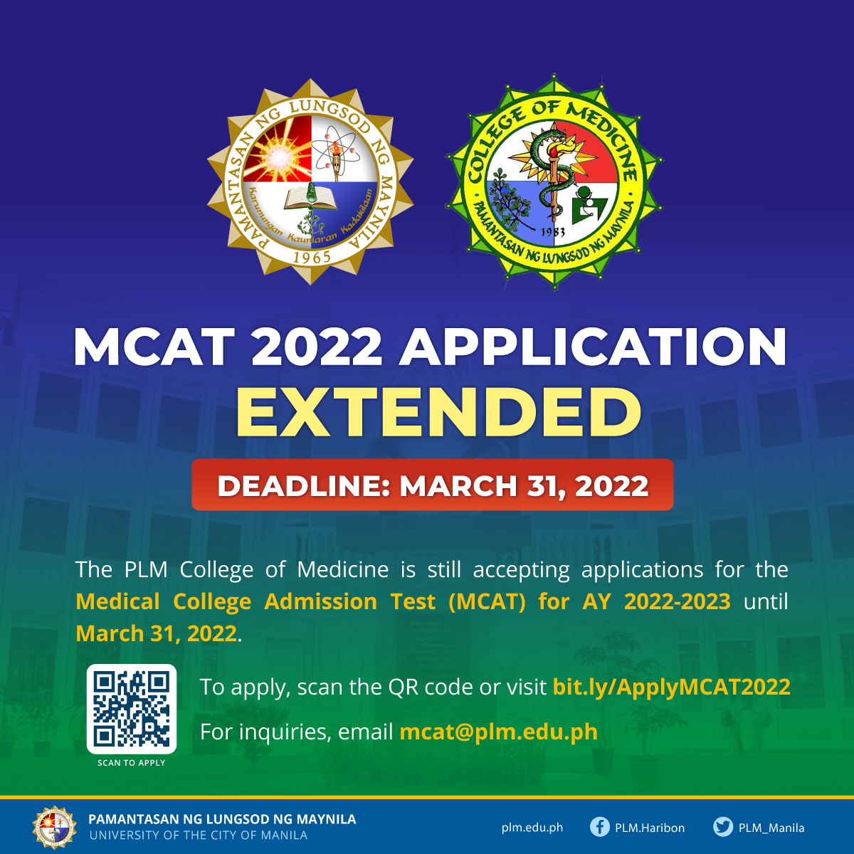 MCAT application deadline extended until March 31, 2022