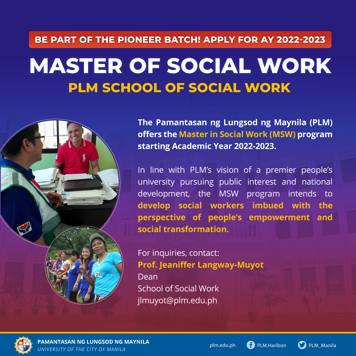 PLM starts offering Master’s Degree in Social Work program