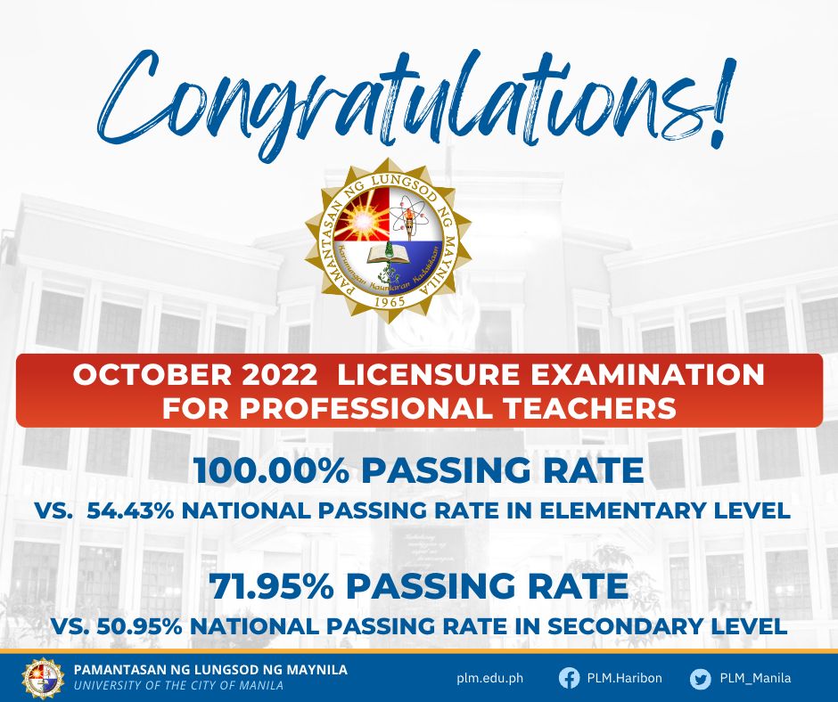 2 graduates lead 61 new licensed teachers as PLM tallies above-national passing rates