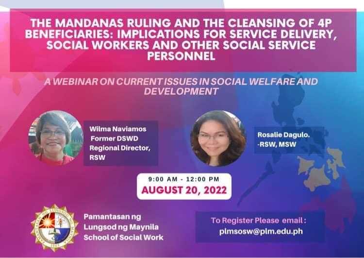 Join "The Mandanas Ruling and the Cleansing of 4P Beneficiaries" webinar on Aug. 20, 9 AM
