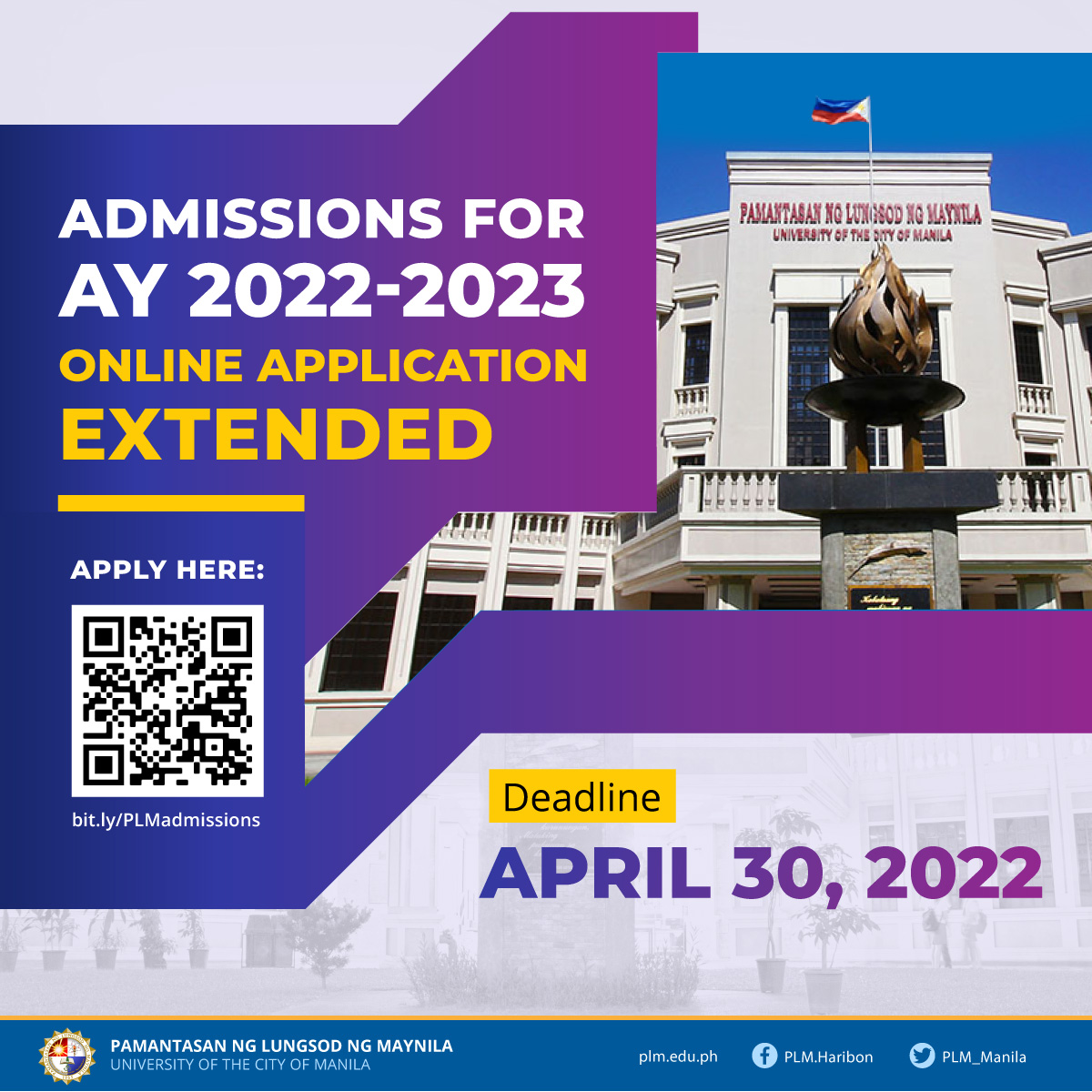 Application for AY 2022-2023 admissions extended until April 30, 2022