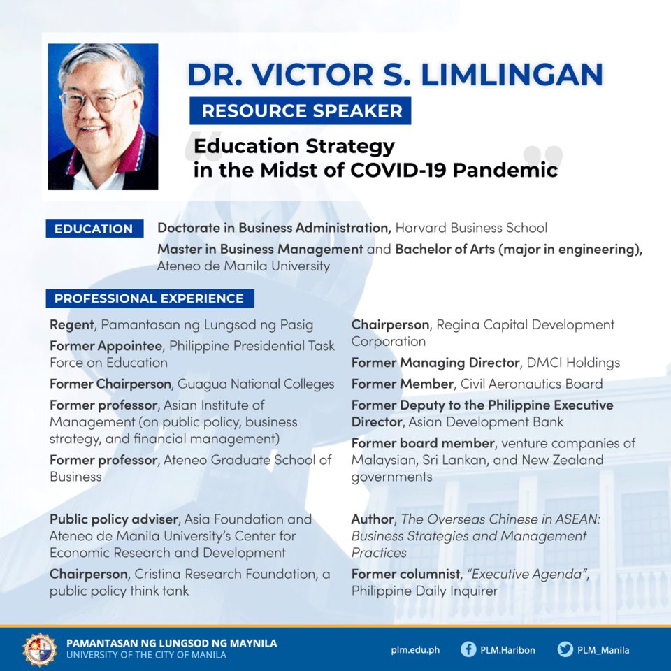 Dr Victor Limlingan - PLM taps planning expert to kickstart 2021 strategies under the ‘new normal’